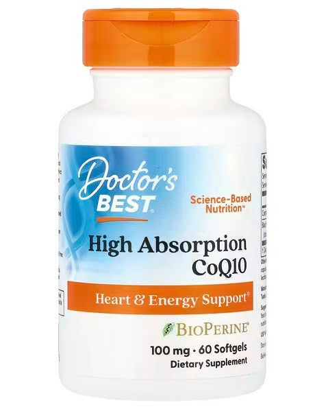 High Absorption CoQ10 with BioPerine, 100mg - 60 softgels - Doctor's Best