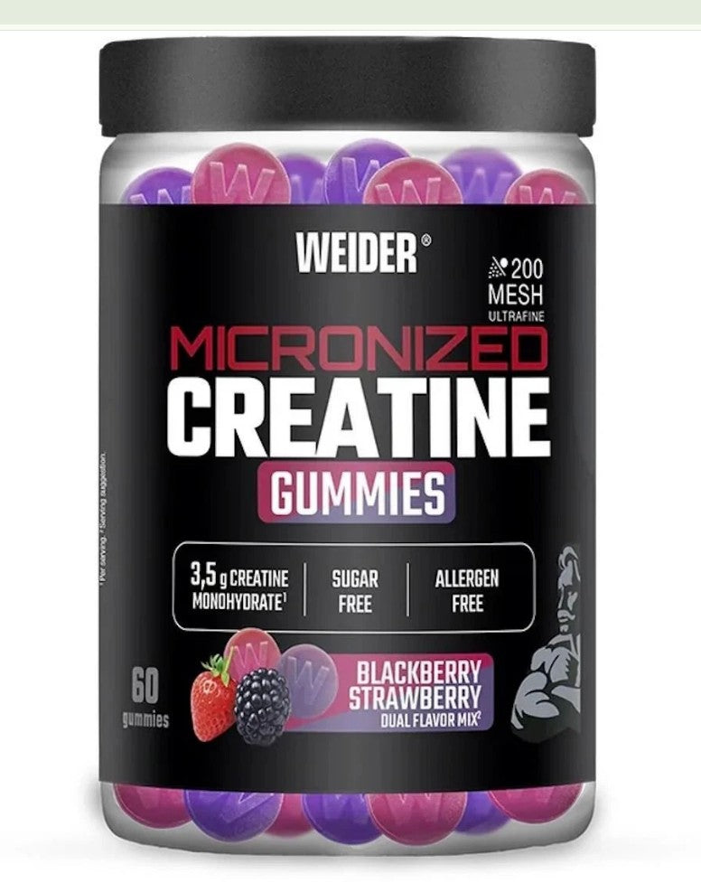 Micronized Creatine Gummies, Blackberry Strawberry Dual Flavor Mix - 60 gummies - Weider