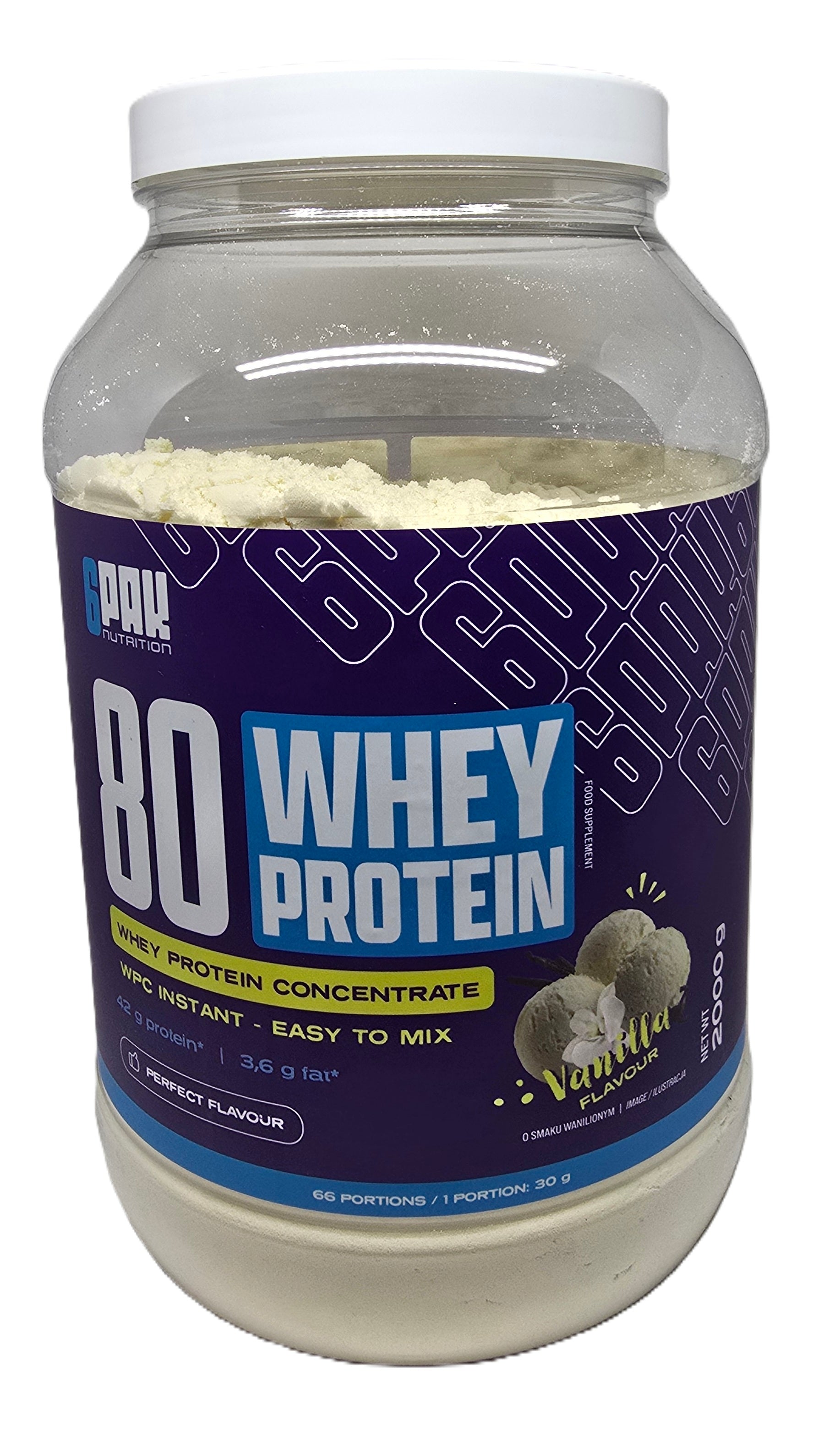 80 Whey Protein, Vanilla - 2000 grams - 6PAK
