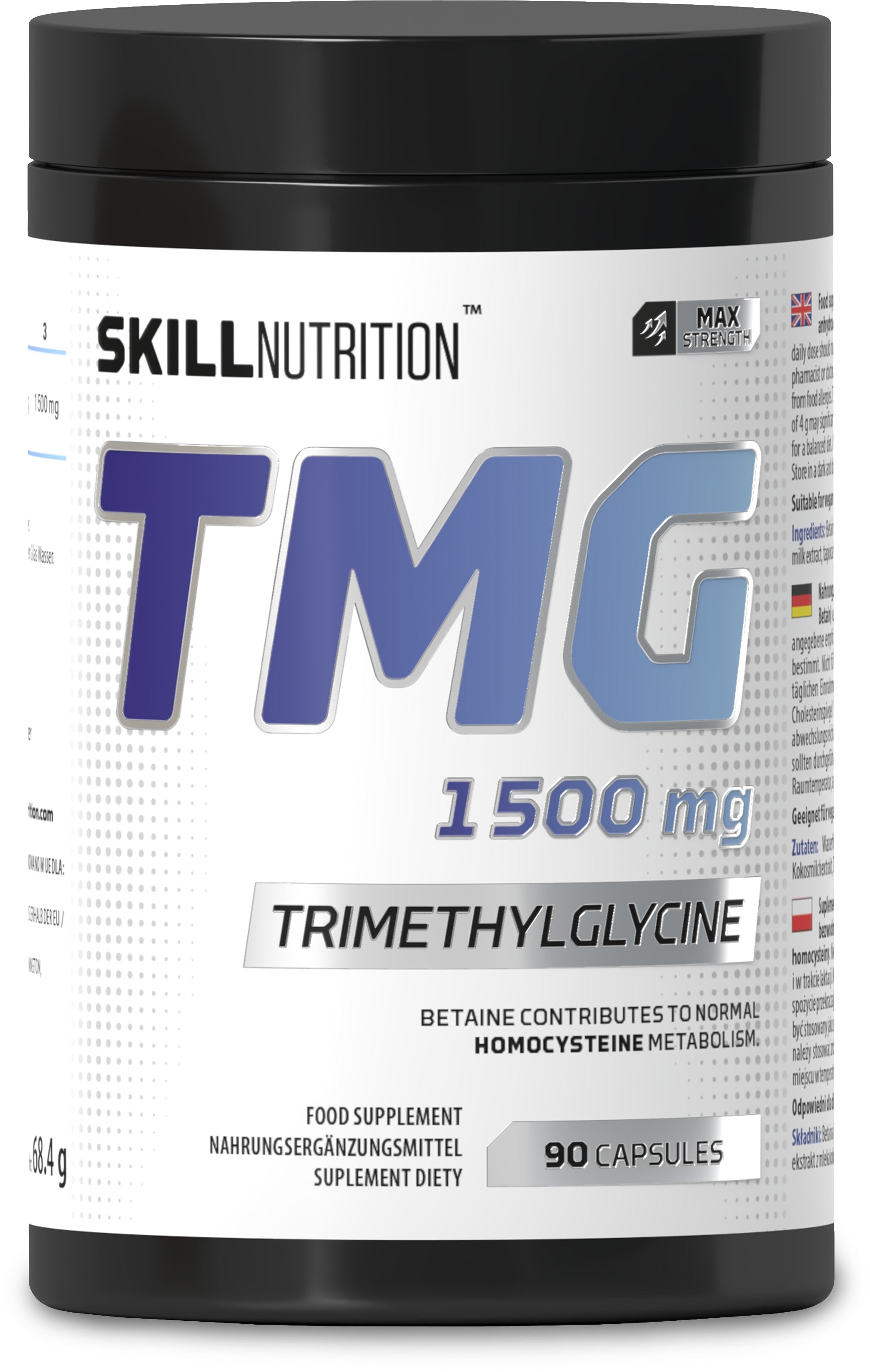TMG Trimethylglycine, 1500mg - 90 vegan caps - Skill Nutrition