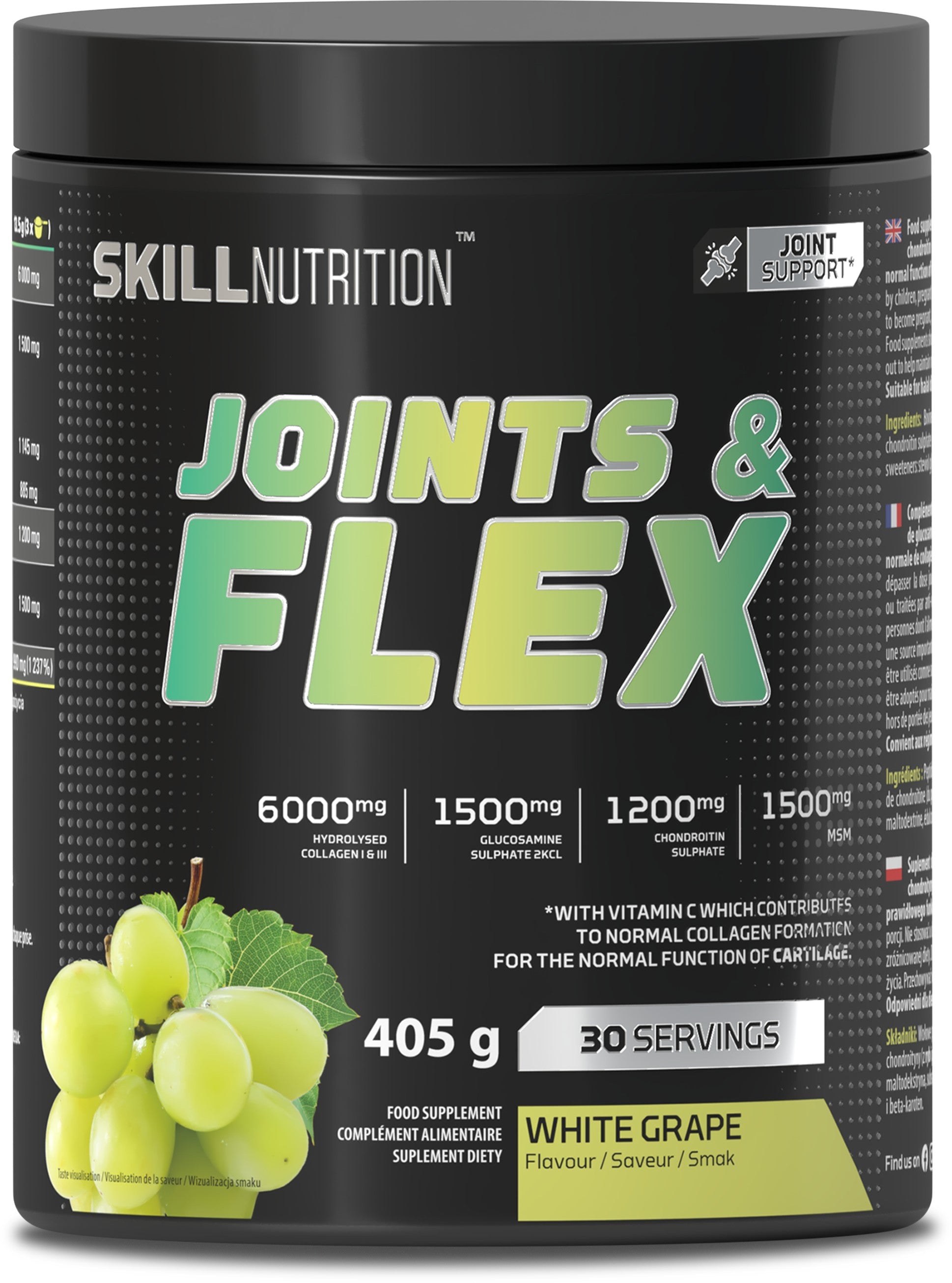 Joints & Flex Powder, White Grape - 405 grams - Skill Nutrition