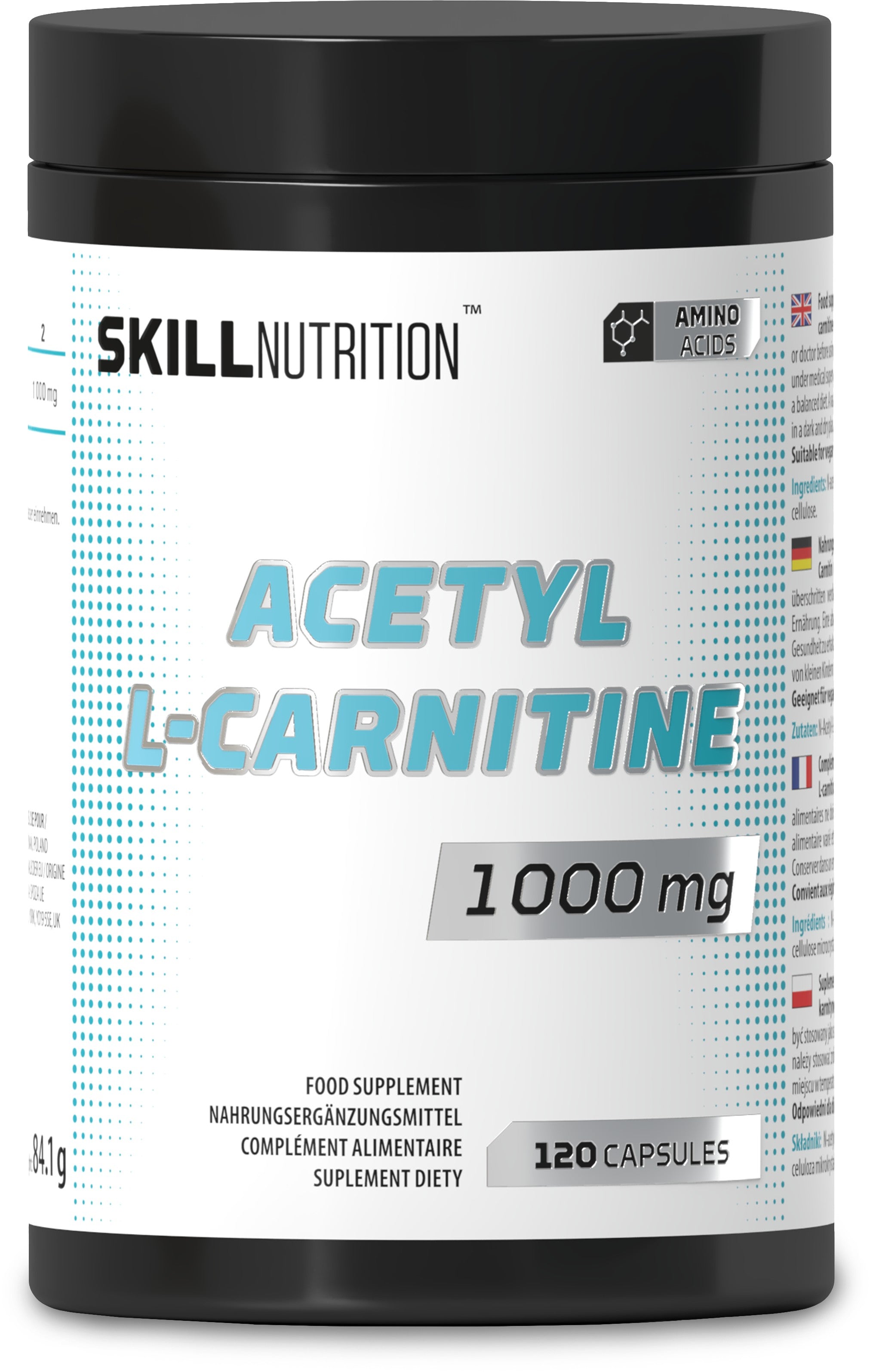 Acetyl L-Carnitine, 1000mg - 120 vegan caps - Skill Nutrition