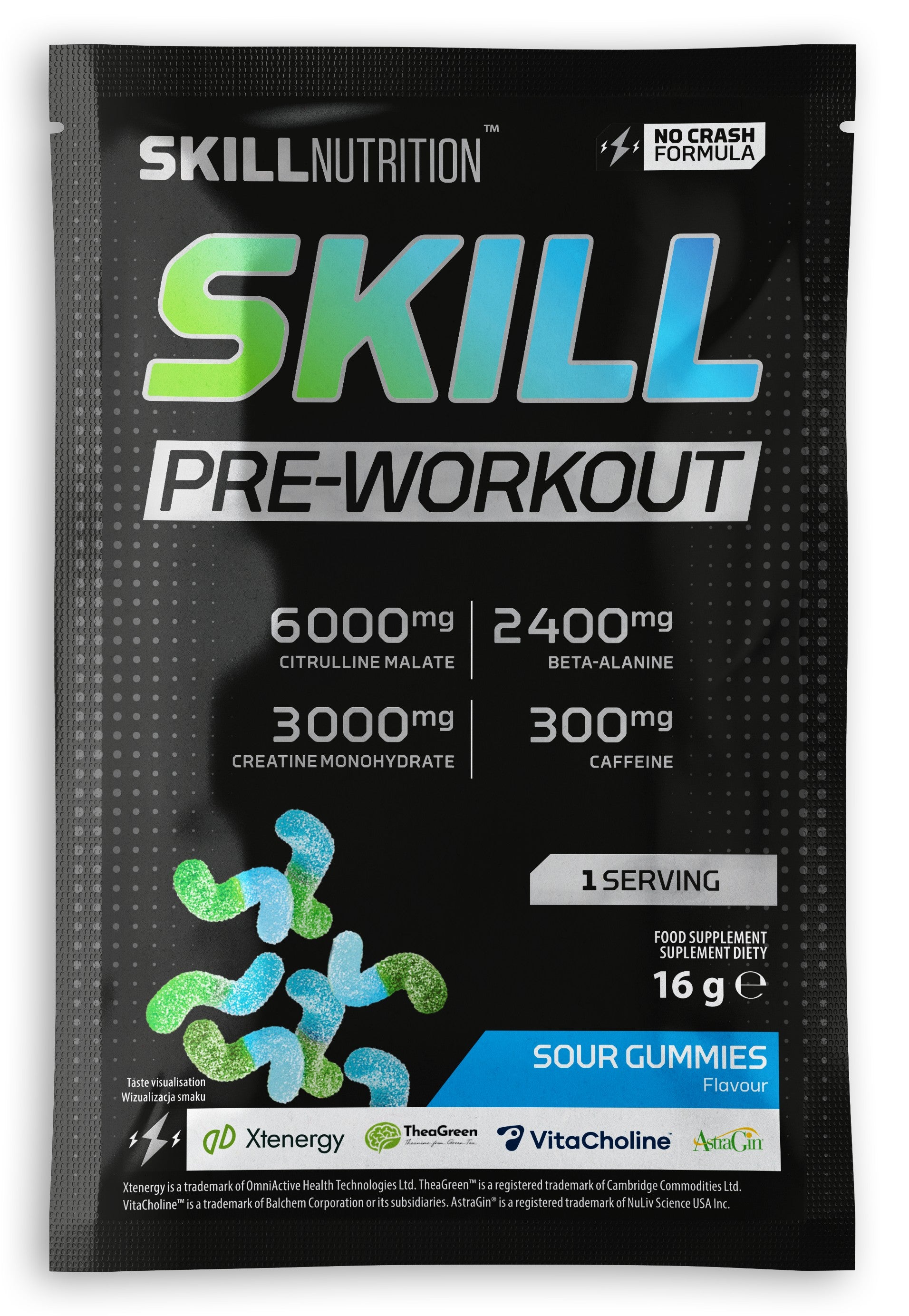 Skill Pre-Workout, Sour Gummies - 16-16.5 grams (1 serving) - Skill Nutrition