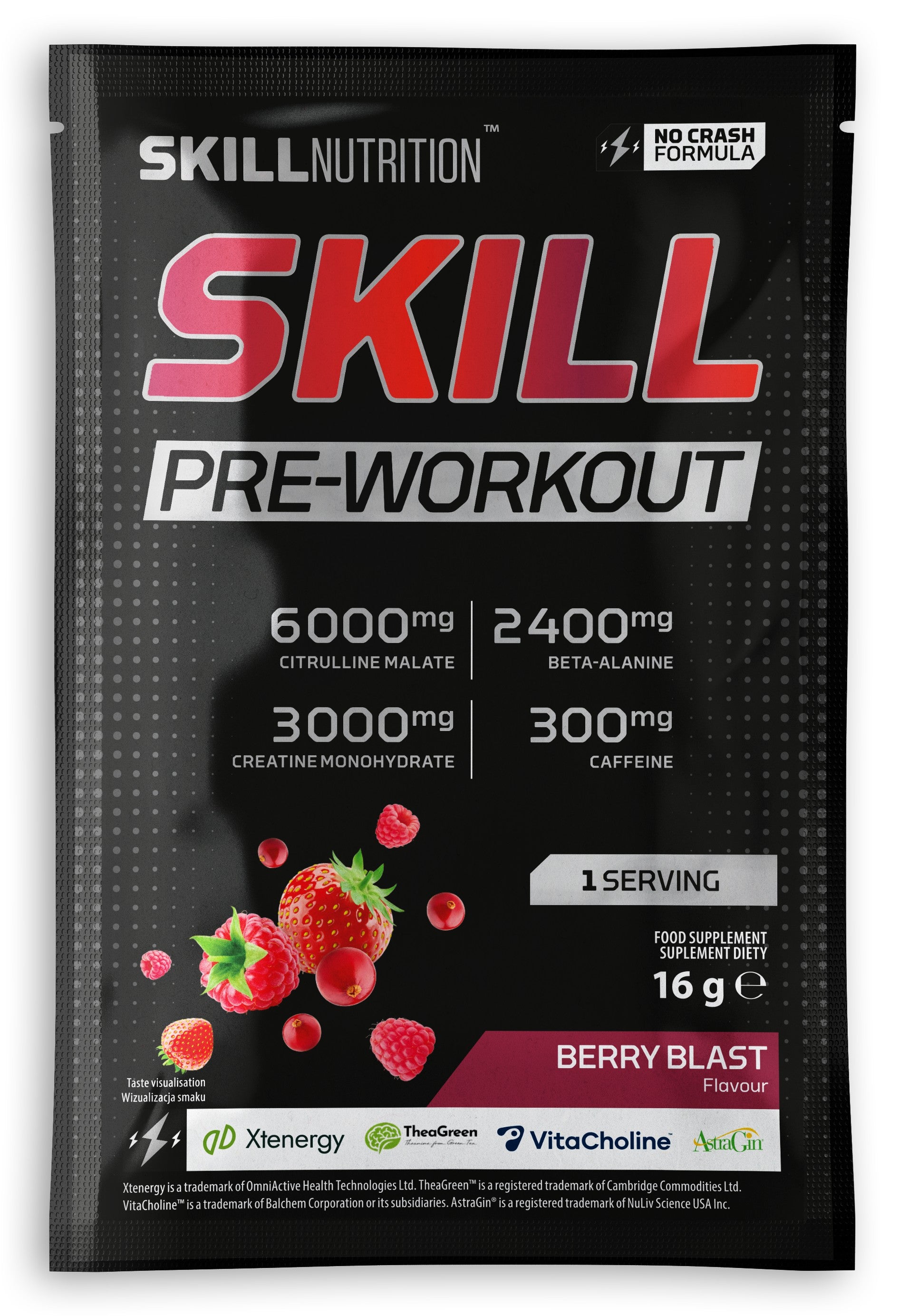 Skill Pre-Workout, Berry Blast - 16-16.5 grams (1 serving) - Skill Nutrition