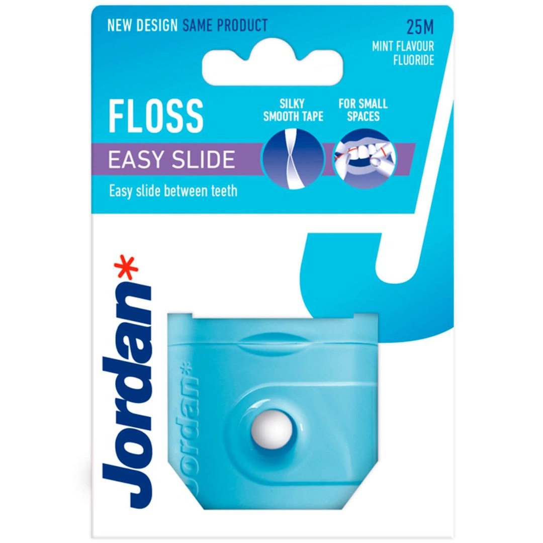 Jordan Floss Easy Slide Gaivinamasis dantų siūlas, mėtų spalvos, 25 m - Magnis.lt