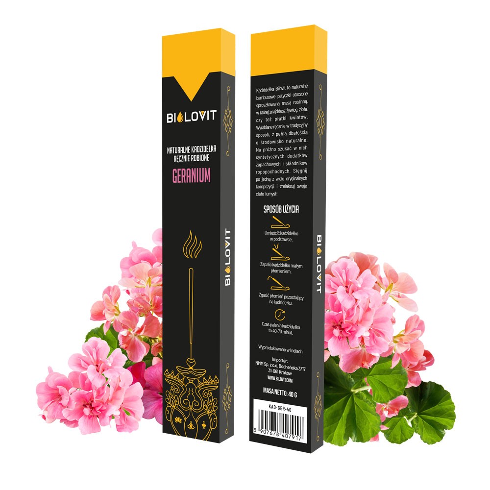 Bilovit dabīgās aromātiskās vīraka nūjiņas Geranium – 40 g
