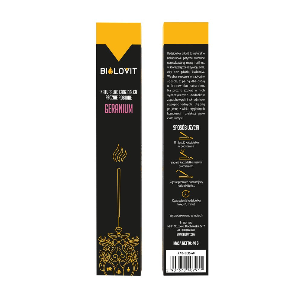 Bilovit dabīgās aromātiskās vīraka nūjiņas Geranium – 40 g