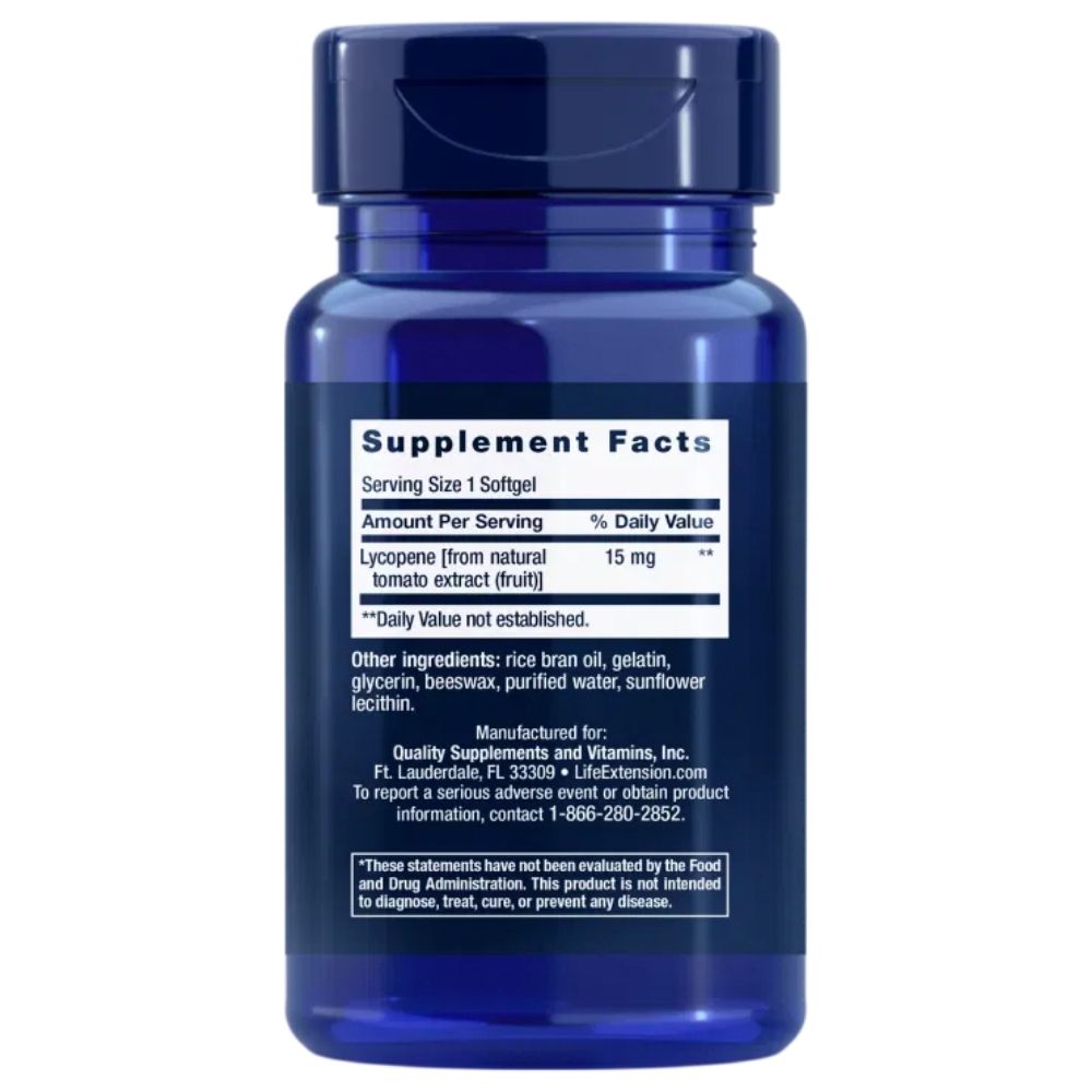 Life Extension Mega Likopēns 15 mg - 90 mīkstās želejas kapsulas