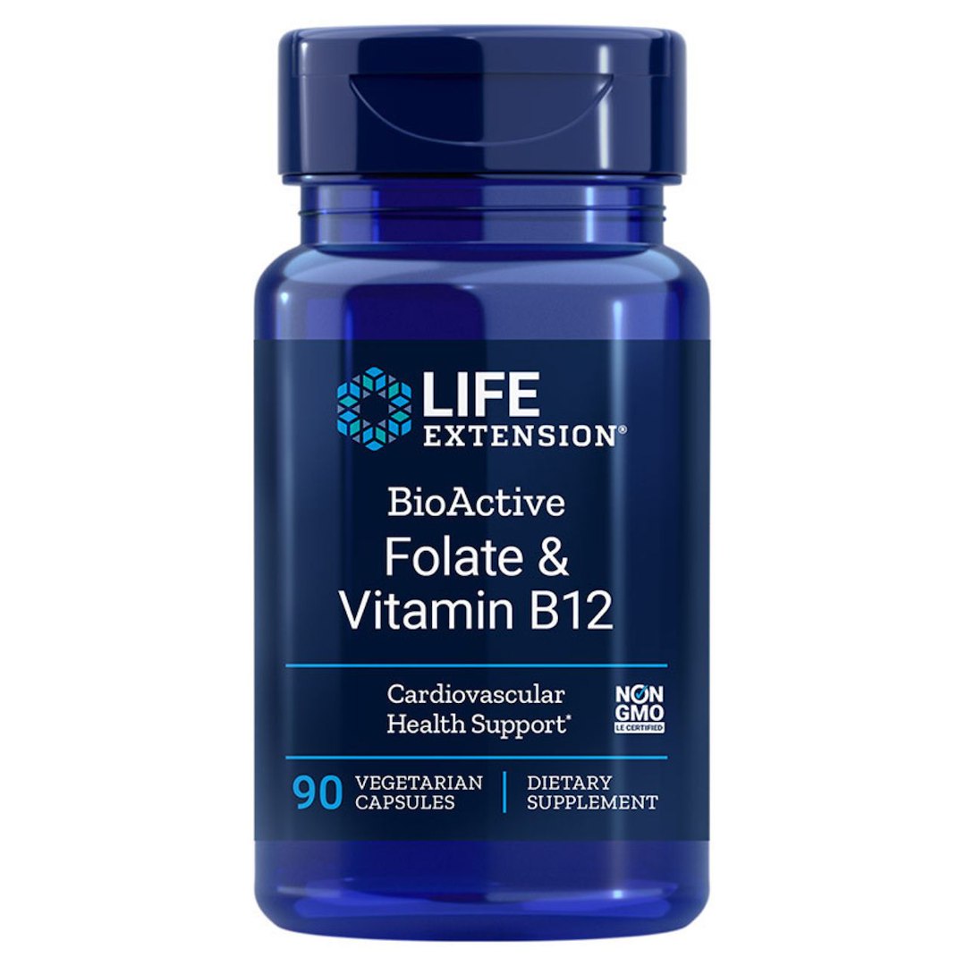 Life Extension BioActive Folate & Vitamin B12 - 90 kapsulu