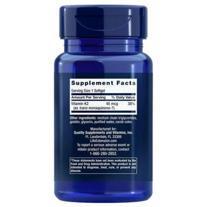Life Extension mažos dozės vitaminas K2 (MK-7) 45 mcg - 90 minkštųjų gelių - Magnis.lt