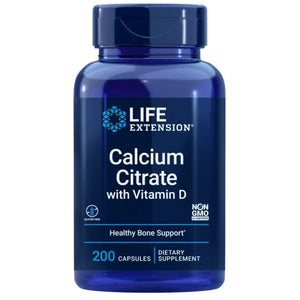 Life Extension kalcija citrāts + D vitamīns – 200 kapsulas