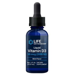 Life Extension D3 vitaminas 2000 IU mėtų pilienai - 29,57 ml
