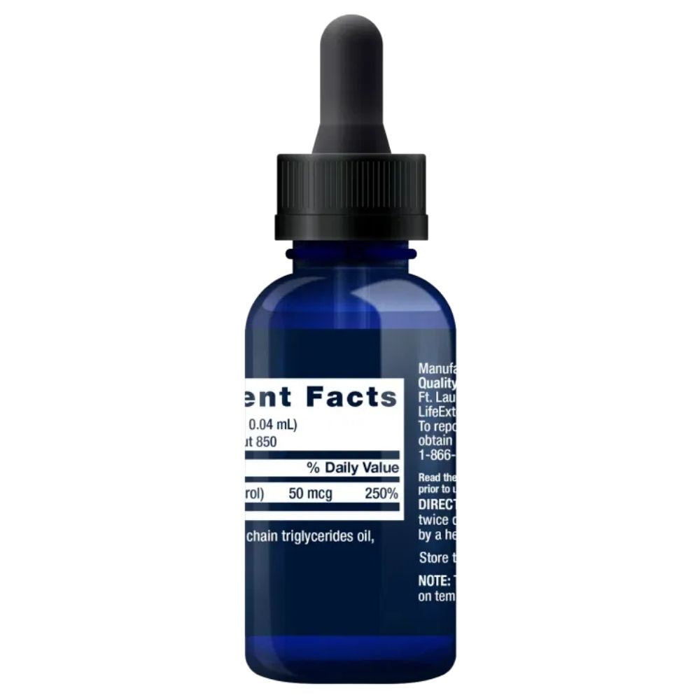 Life Extension D3 vitaminas 2000 IU mėtų pilienai - 29,57 ml