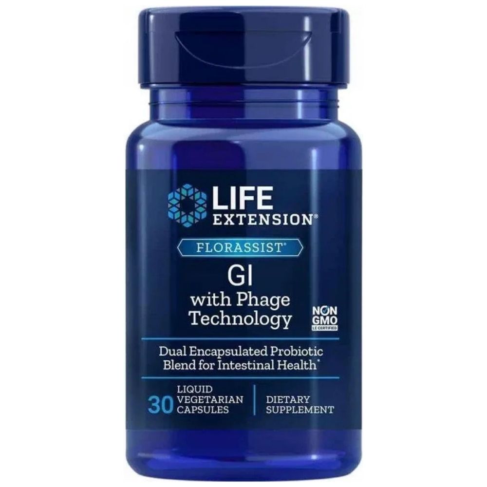 Life Extension Florassist® Probiotic GI ar fāgu tehnoloģiju — 30 kapsulas