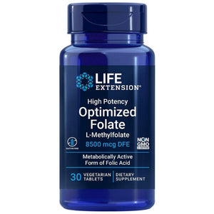 Life Extension didelio stiprumo optimizēts folāts 8500 mcg - 30 tabletes