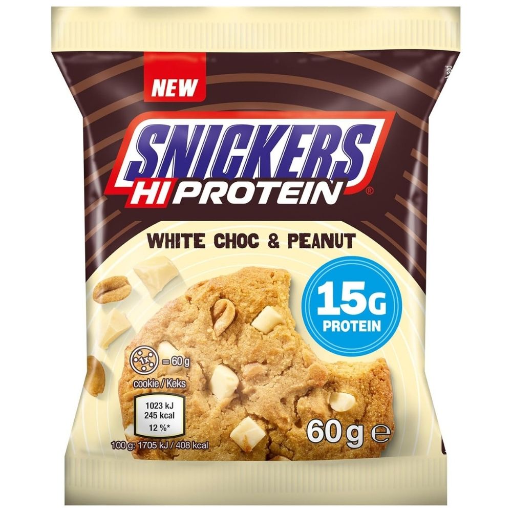Snickers White Hi-Protein Cookie, proteīna cepums, baltā šokolāde un zemesrieksti - 60g