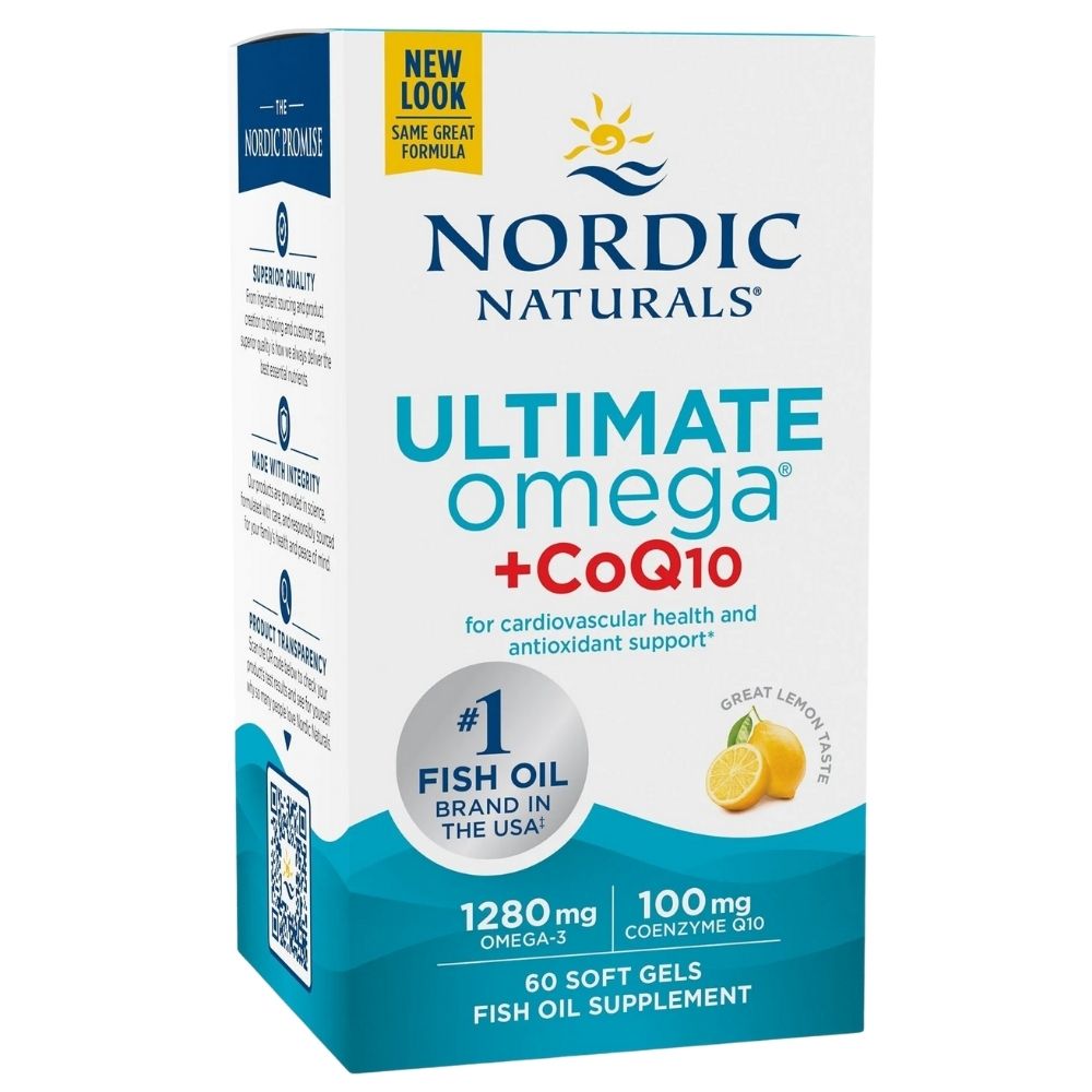 Nordic Naturals Ultimate Omega + koenzīms Q10, citrons – 120 kapsulas