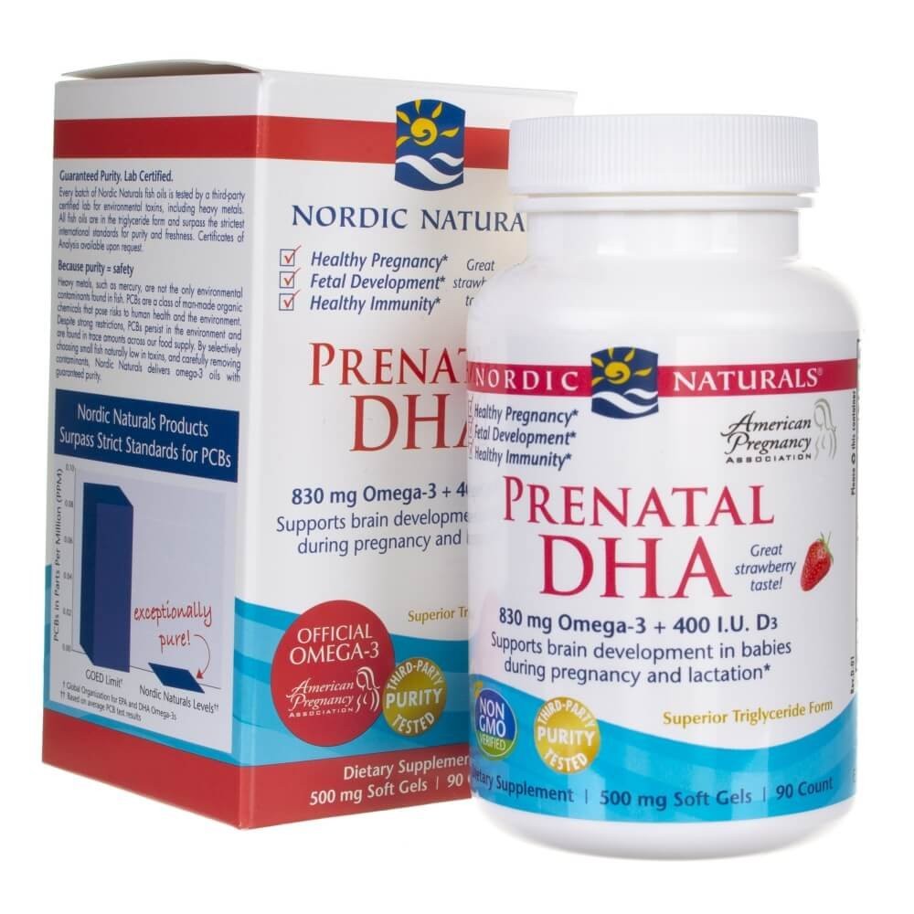 Nordic Naturals Prenatal DHA, braškių skonio - 90 minkštųjų kapsulių - Magnis.lt