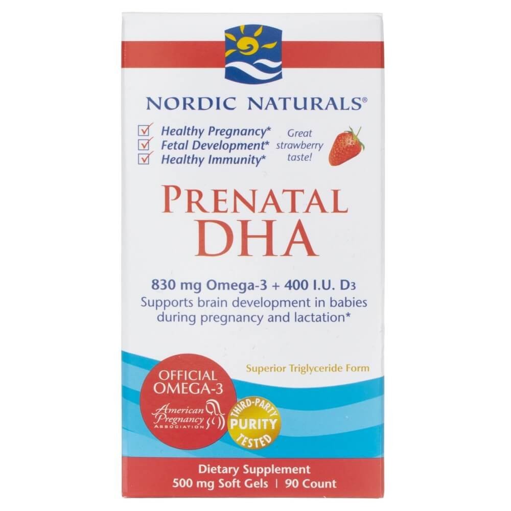 Nordic Naturals Prenatal DHA, braškių skonio - 90 minkštųjų kapsulių - Magnis.lt