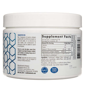 Nordic Naturals jūras kolagēns ar C vitamīnu, zemeņu garša - 150 g