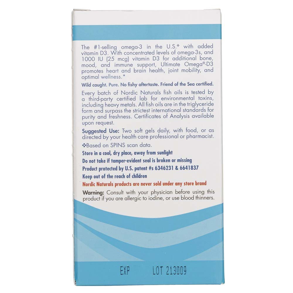 Nordic Naturals Ultimate Omega-D3, citrinu aromāta, 250 mg - 60 mīkstās kapsulas