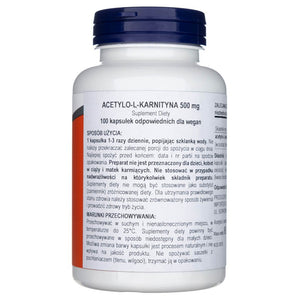 Now Foods Acetil-L-karnitīns 500 mg – 100 kapsulas