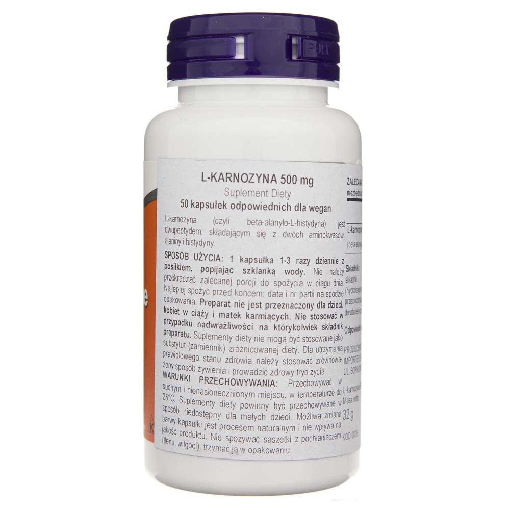 Now Foods L-karnoziins 500 mg - 50 kapsulas