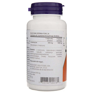 Now Foods L-karnoziins 500 mg - 50 kapsulas