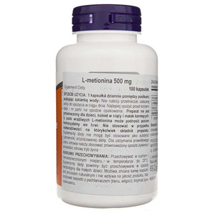 Now Foods L-metionīns 500 mg - 100 kapsulas