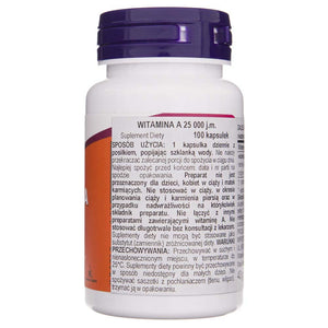 Now Foods vitaminas A 7500 mcg (25000 TV) - 100 minkštųjų gelių - Magnis.lt