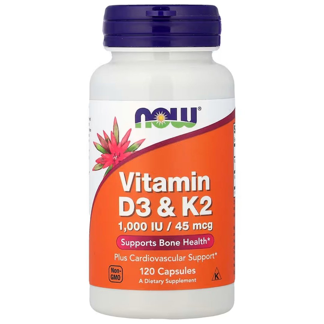 Now Foods vitaminas D-3 ir K-2 - 120 kapsulių - Magnis.lt