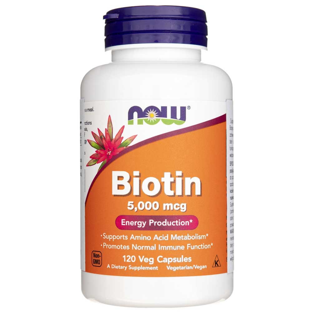 Now Foods biotinas 5000 mcg - 120 kapsulių - Magnis.lt
