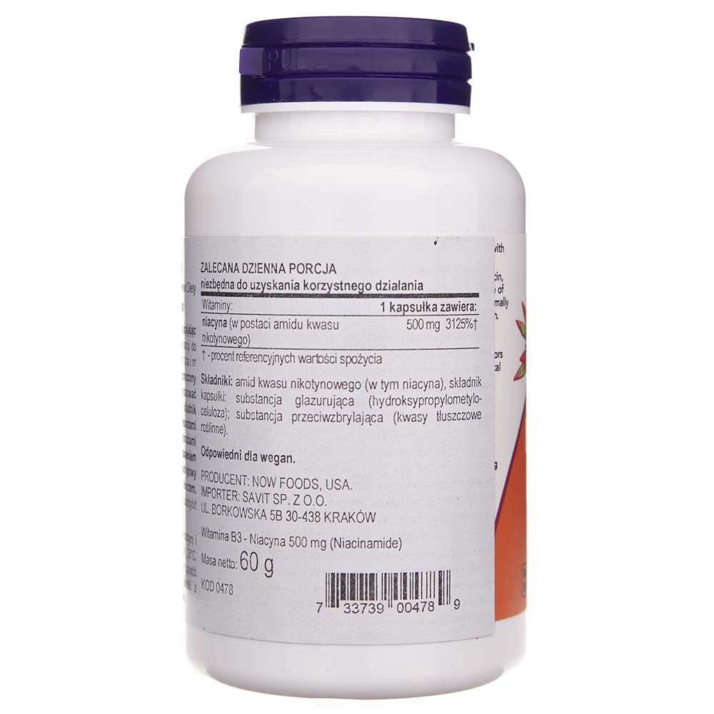 Now Foods Niacinamide 500 mg - 100 kapsulu