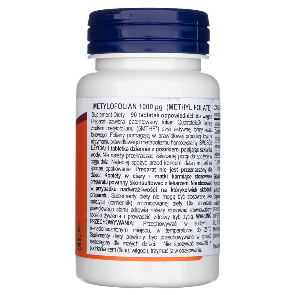 Now Foods Metilfolāts 1000 µg - 90 tabletes