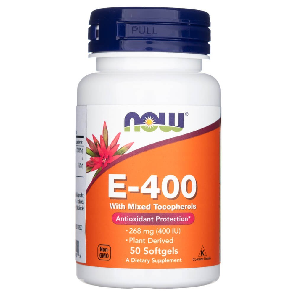 Now Foods vitaminas E-400 su sumaišytais tokoferoliais - 50 minkštųjų gelių - Magnis.lt