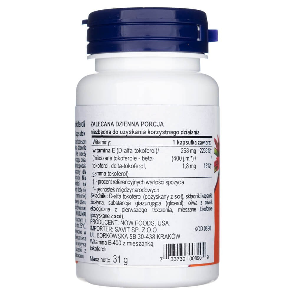 Now Foods vitaminas E-400 su sumaišytais tokoferoliais - 50 minkštųjų gelių - Magnis.lt