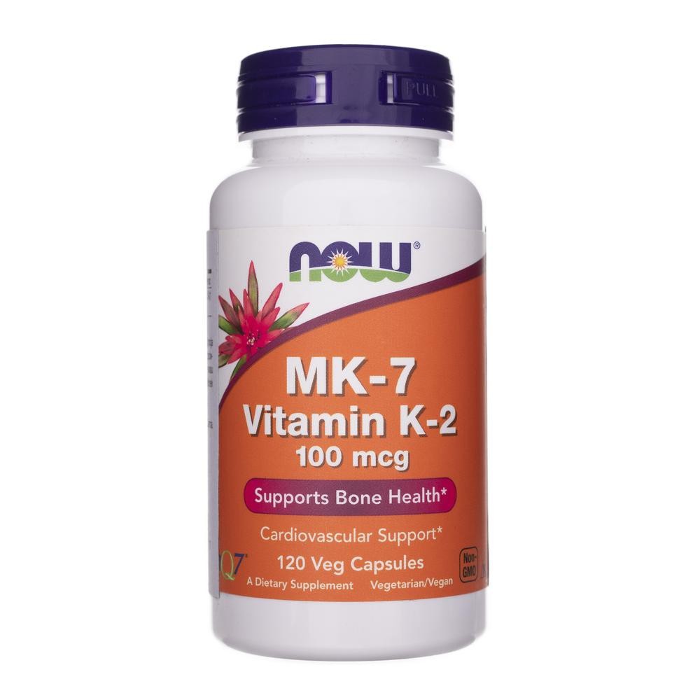 Now Foods vitaminas K2 MK-7 100 mcg – 120 kapsulu