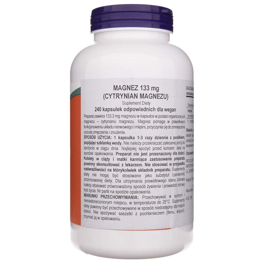Now Foods magnija citrāts 400 mg - 240 kapsulas