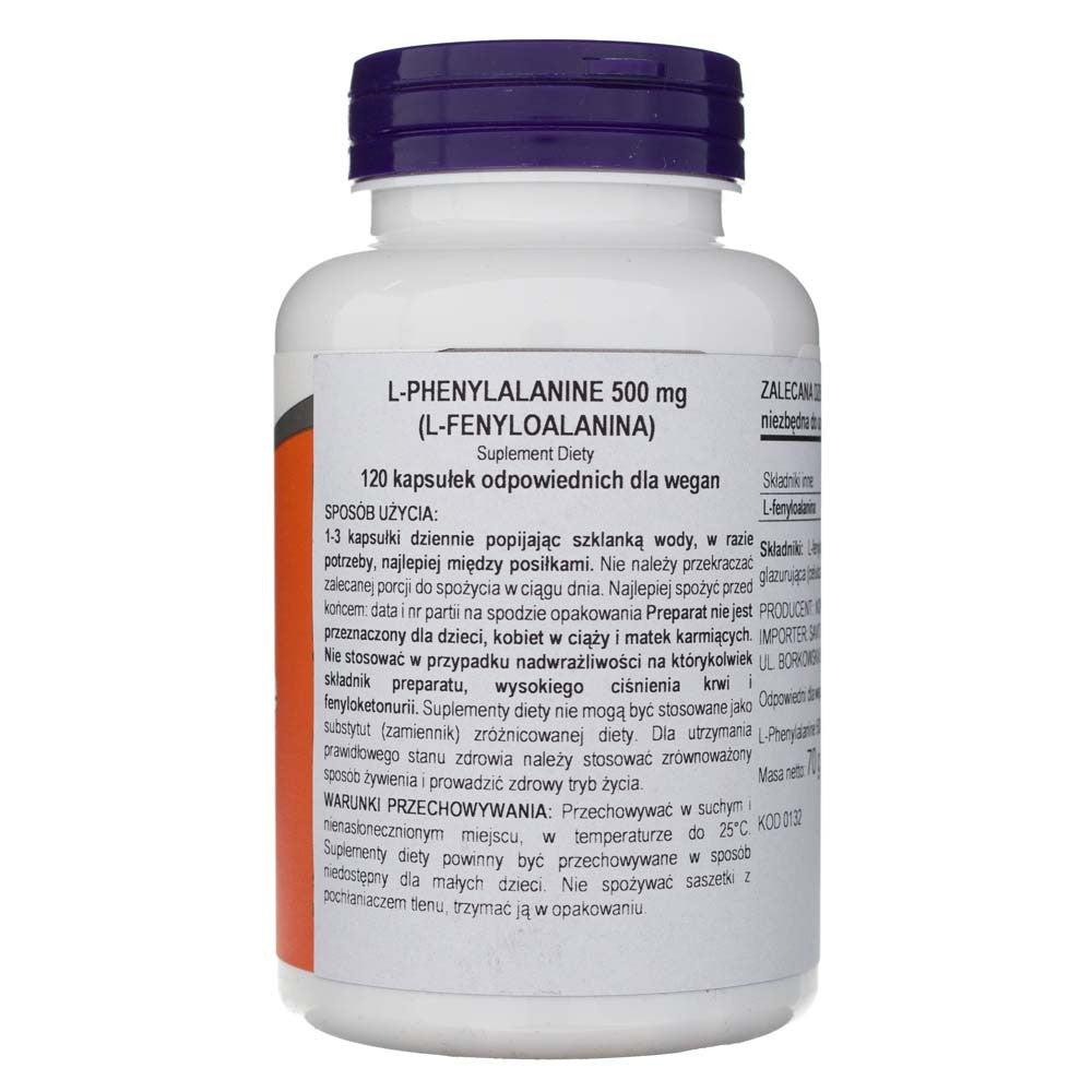 Now Foods L-fenilalanīns 500 mg - 120 kapsulas