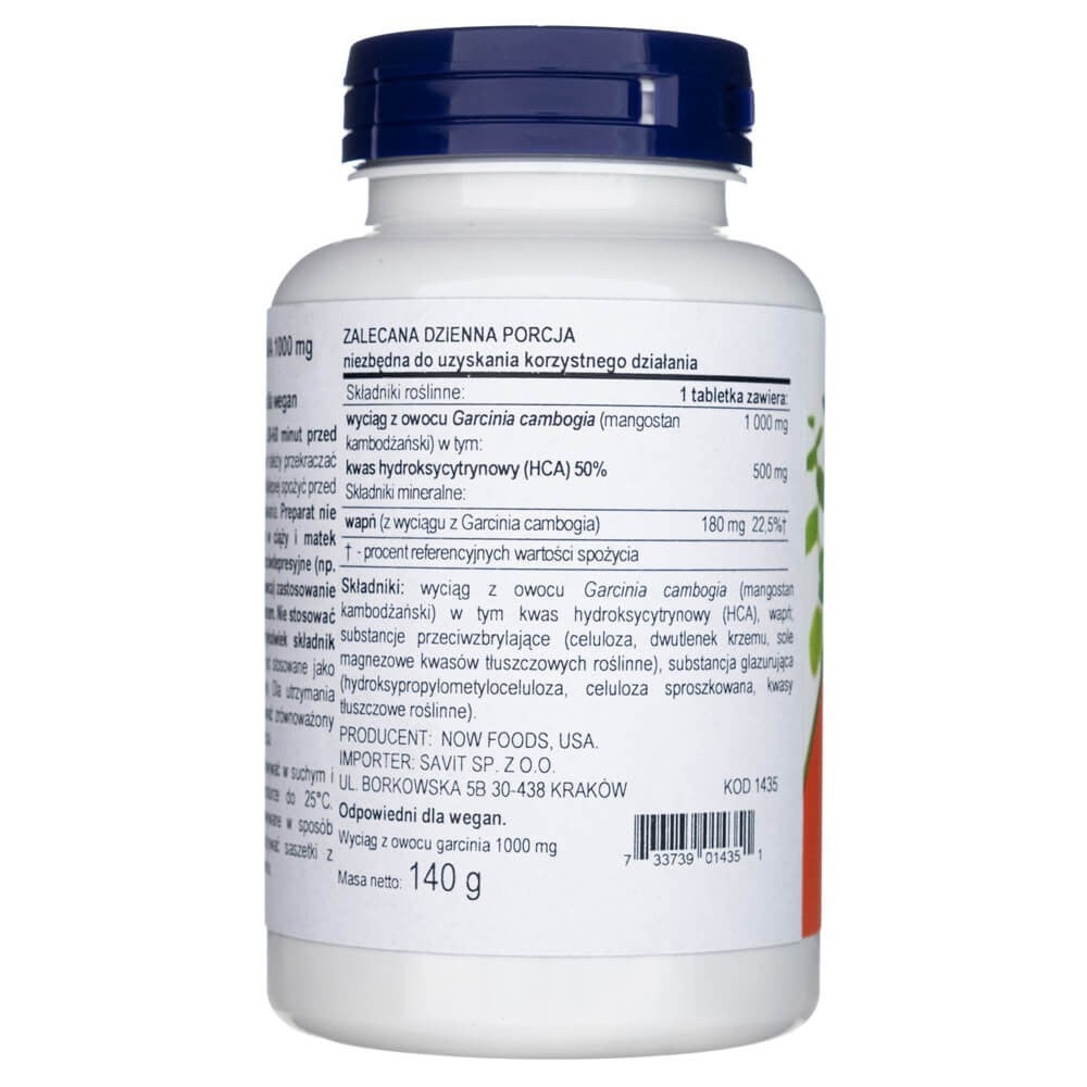 Now Foods Garcinia 1000 mg - 120 tabletes