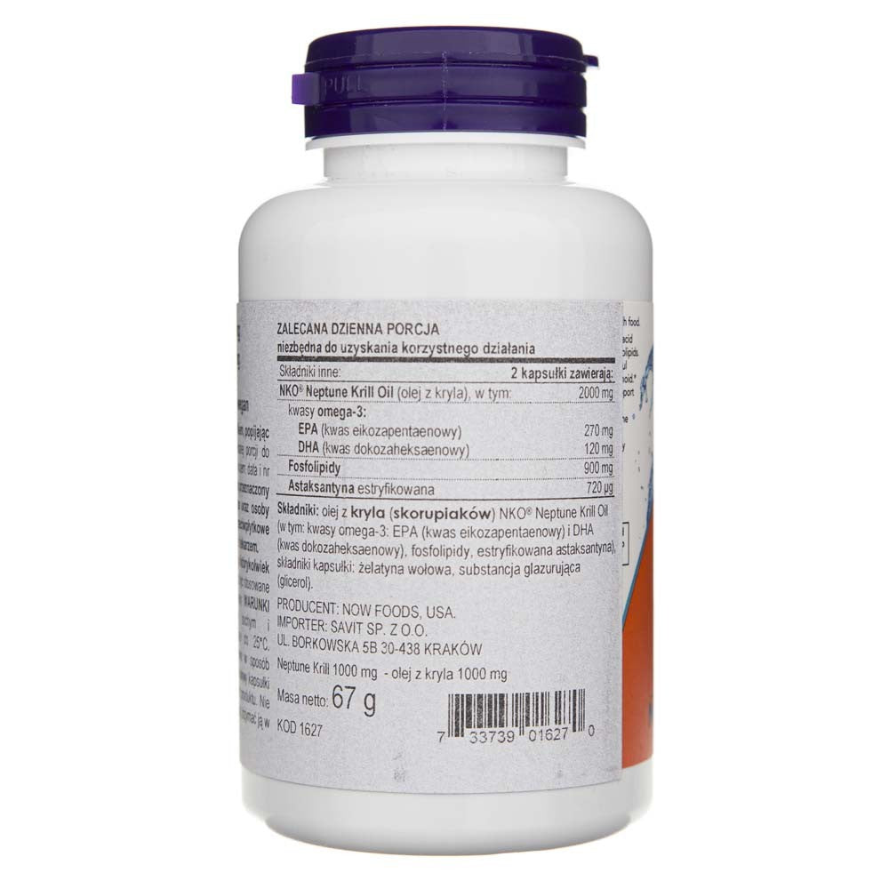 Now Foods Neptūno krils, divkāršs stiprums 1000 mg - 60 mīkstās kapsulas