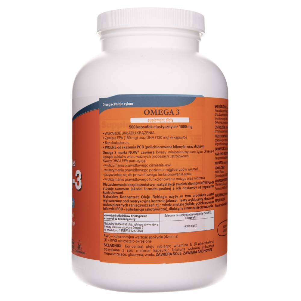 Now Foods Omega-3, 180 EPA / 120 DHA - 500 mīkstās kapsulas