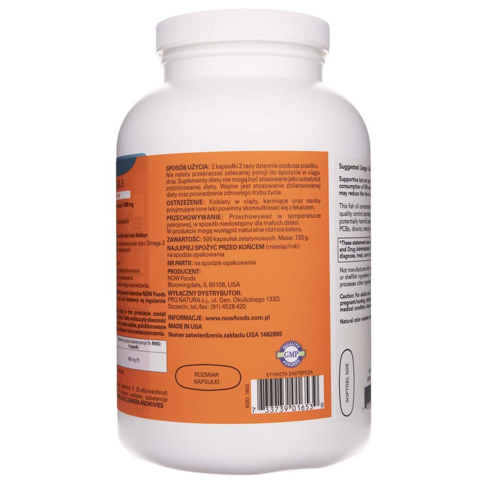 Now Foods Omega-3, 180 EPA / 120 DHA - 500 mīkstās kapsulas