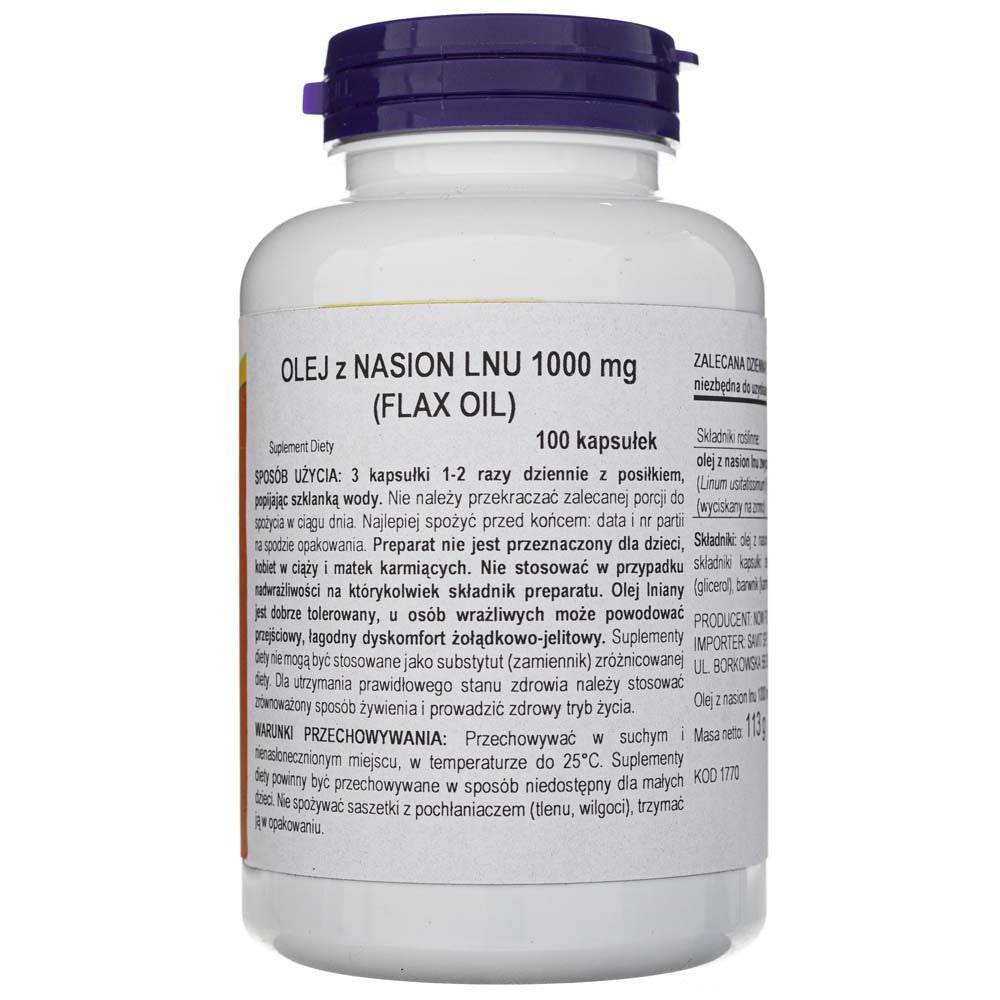 Now Foods linsēklu eļļa 1000 mg - 100 mīkstās želejas kapsulas