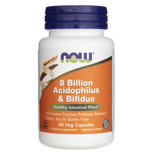 Now Foods Acidophilus un Bifidus 8 miljardi KVV - 60 kapsulas