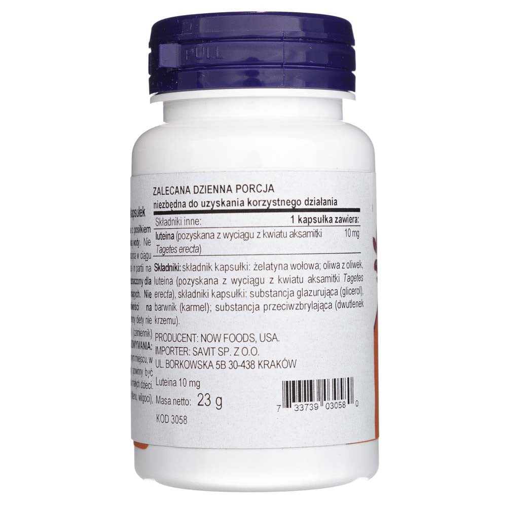Now Foods luteīns 10 mg - 60 mīkstās kapsulas