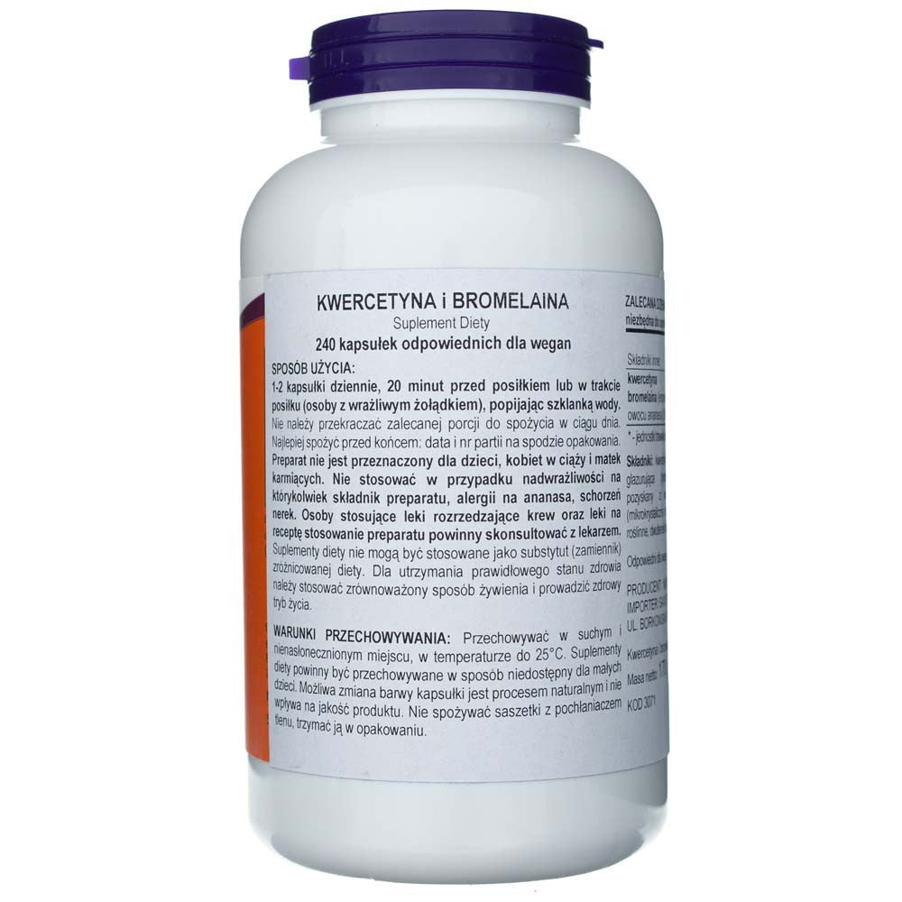 Now Foods kvercetīns ar bromelaīnu – 240 kapsulas