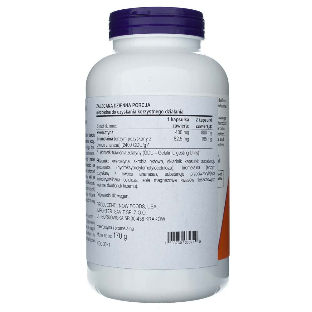 Now Foods kvercetīns ar bromelaīnu – 240 kapsulas