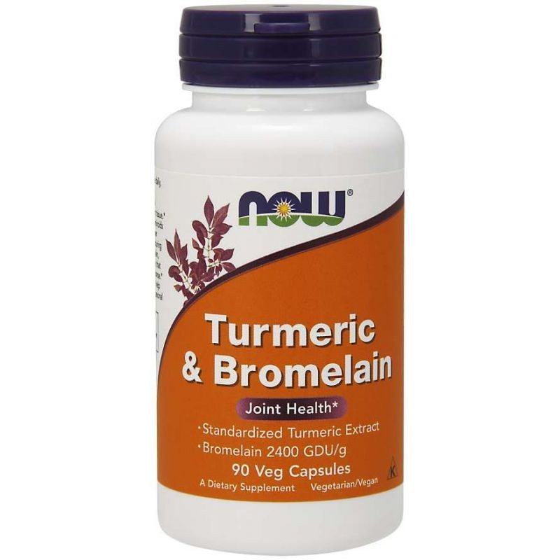 Now Foods kurkuma 300 mg un bromelaīns 150 mg - 90 kapsulas