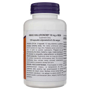 Now Foods hialuronskābe ar MSM 50 mg - 120 kapsulas